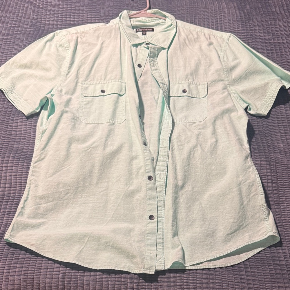 Express Light Green Casual Button Down Shirt